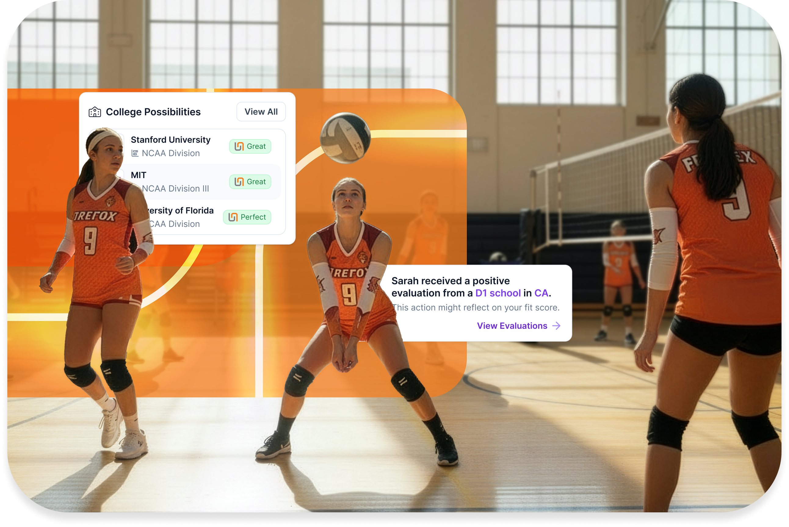 Volleyball event interface