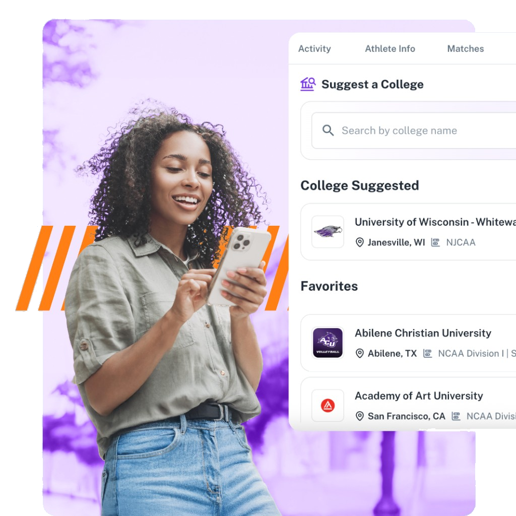 Club director suggesting colleges and viewing athlete favorites